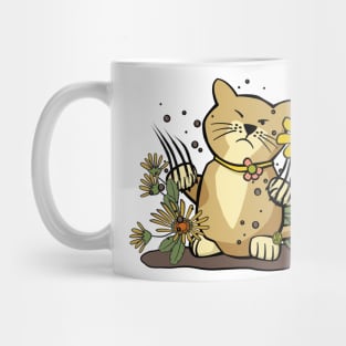 Angry Cat in Flower Garden Mug